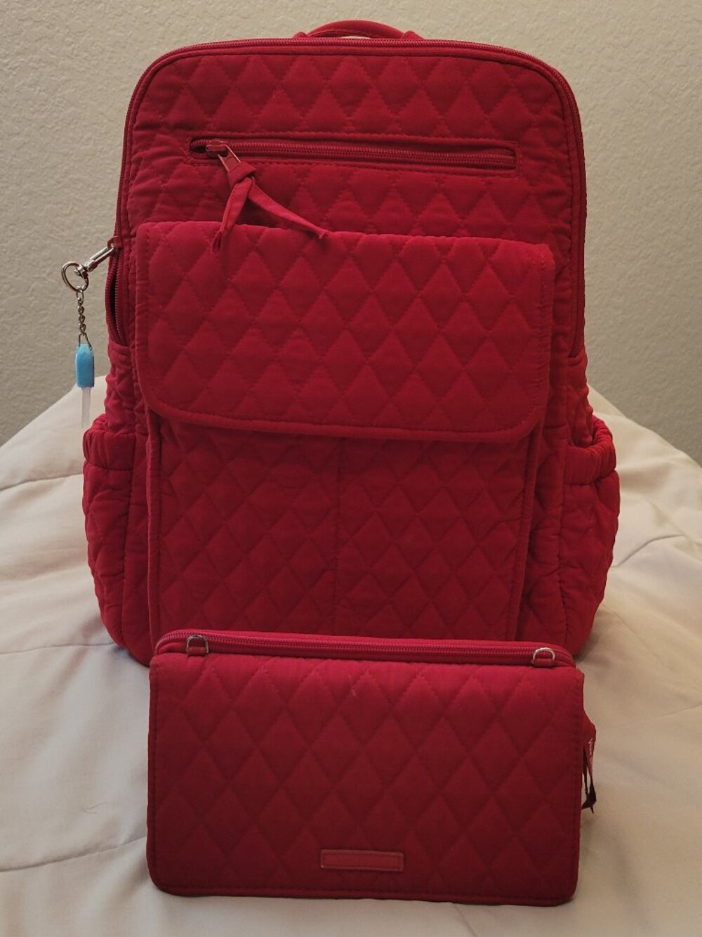 Vera Bradley Bright Red backpack and red wallet. Preowned.